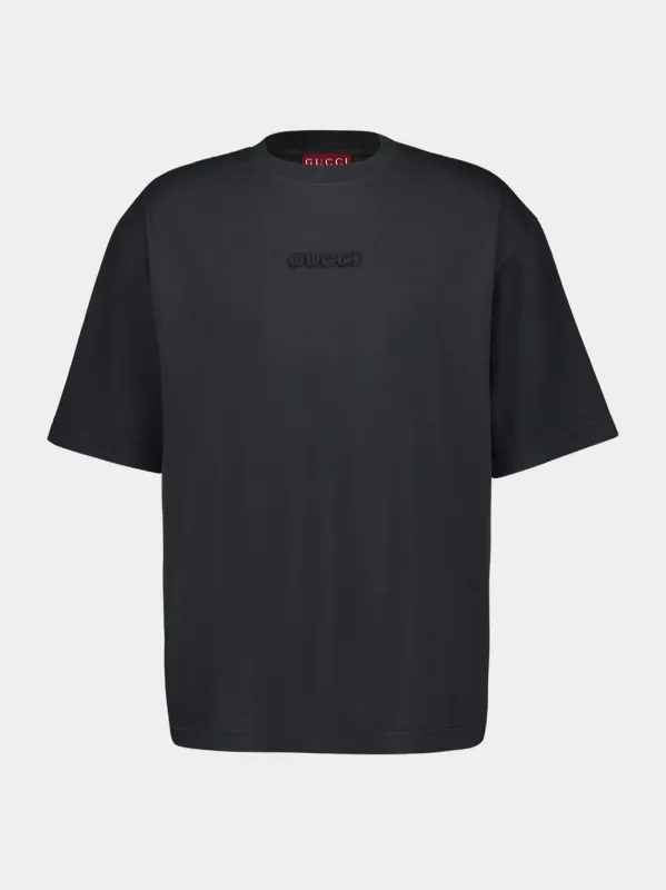 Dark Grey Embroidered Cotton T-shirt sold by Fashion Clinic