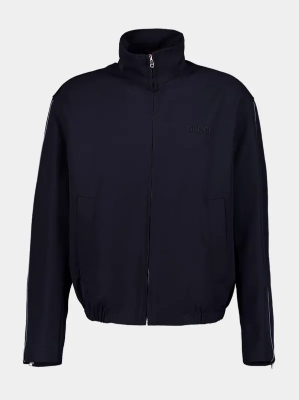 GUCCI FW22 Neoprene zip jacket with Web 'Black' 698448-XJEEP