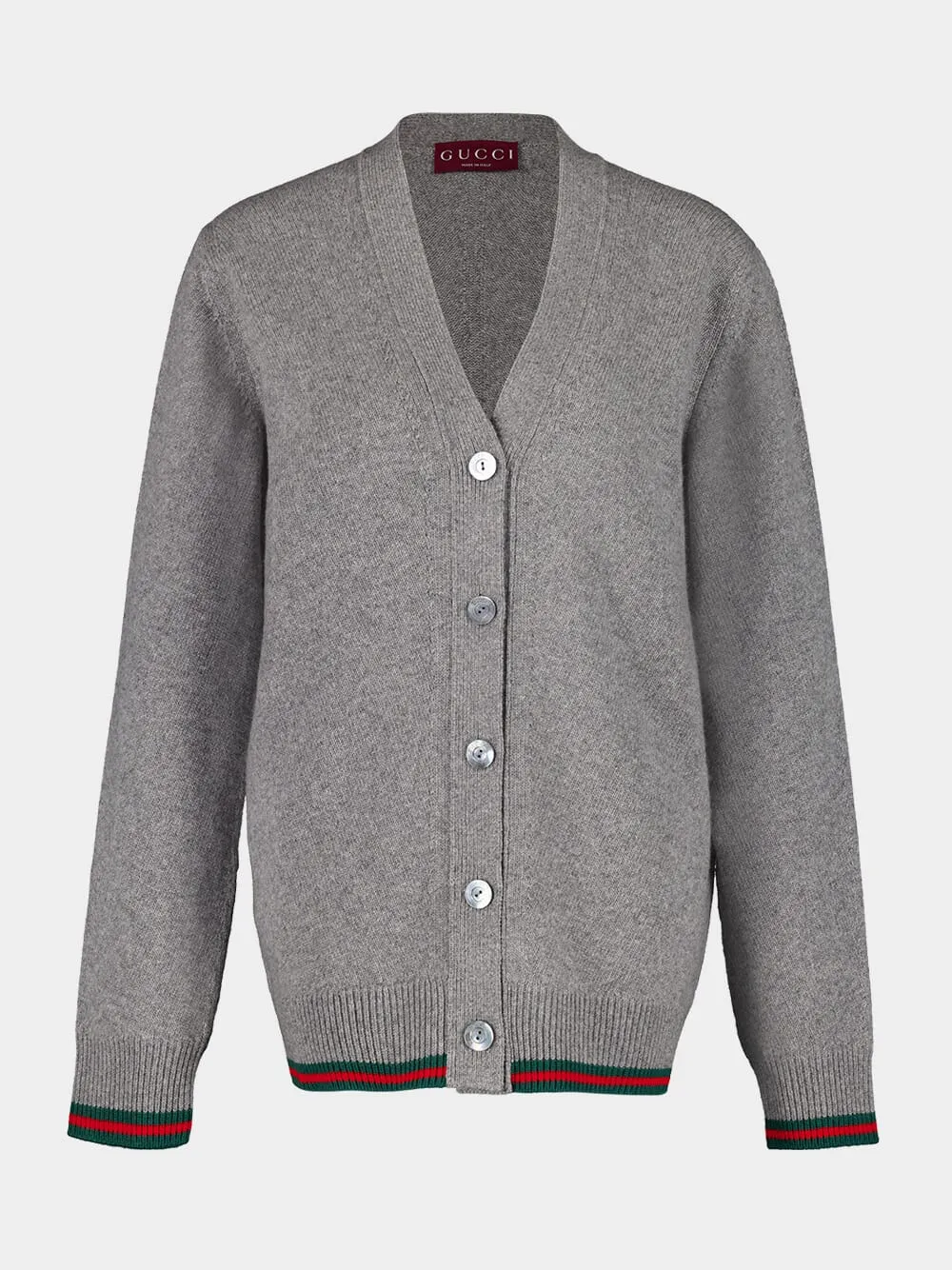 Grey Wool and Cashmere Cardigan with Web sold by Fashion Clinic