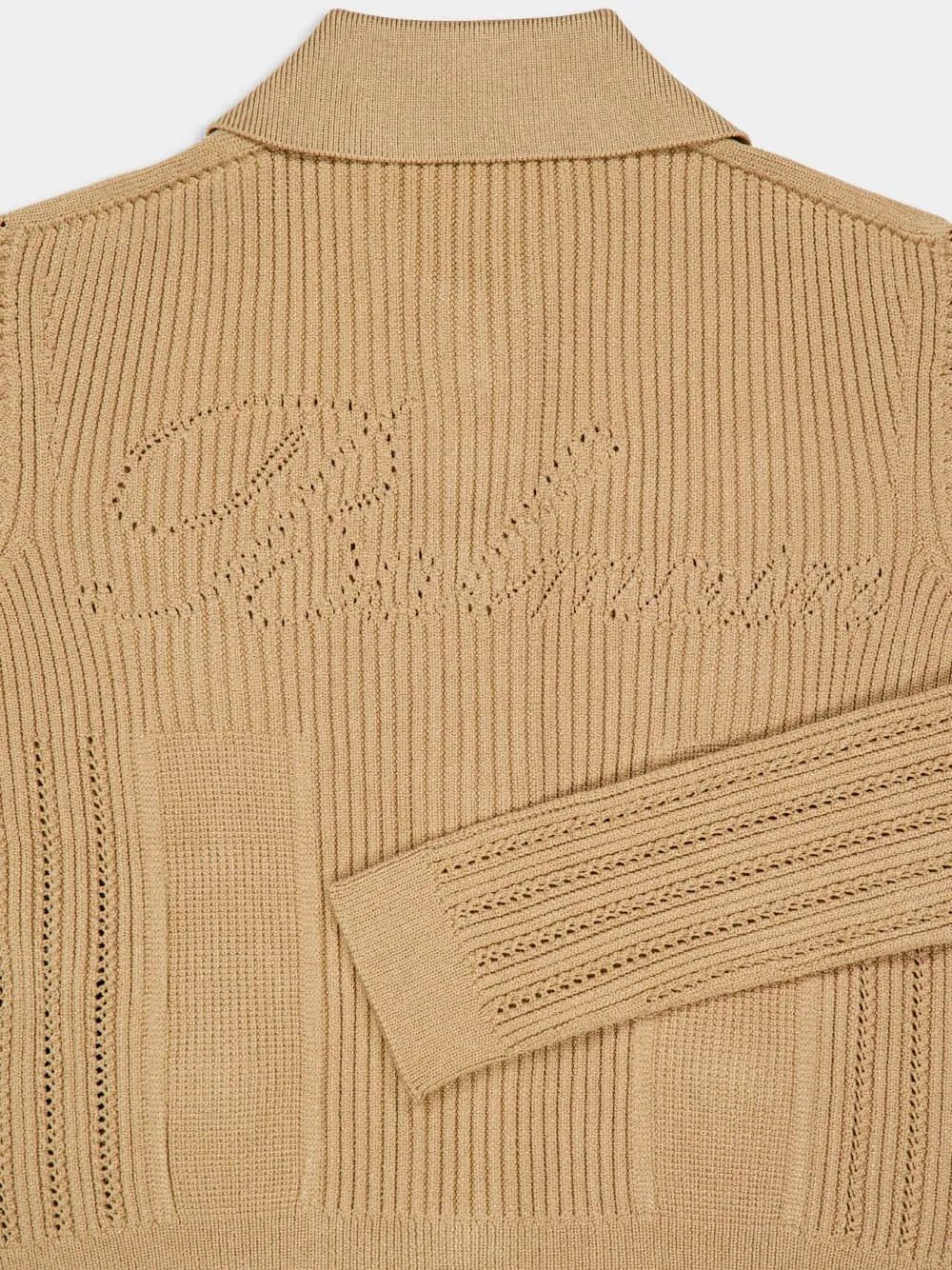 Beige Cropped Ribbed Knit Cardigan sold by Fashion Clinic product image thumbnail 5