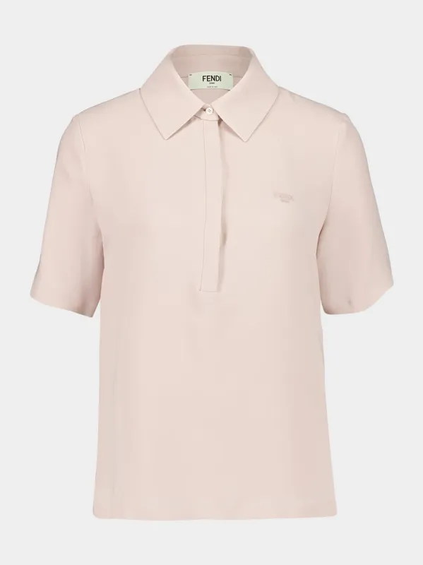 Pink Silk Cady Polo Shirt sold by Fashion Clinic