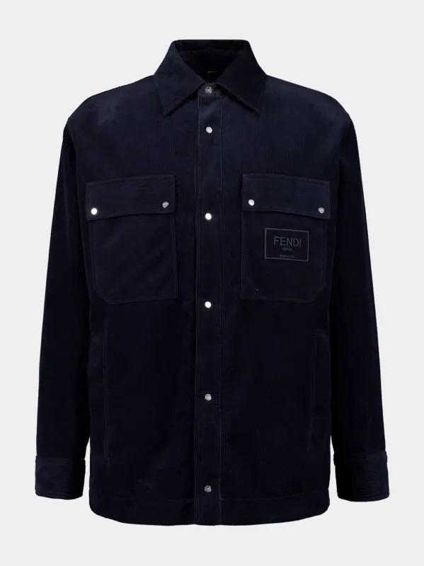 Navy Blue Corduroy Blouson made by Fendi