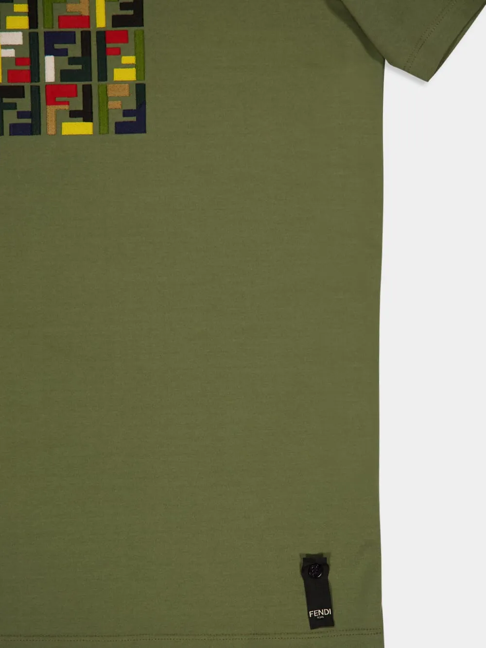 Olive Green Cotton T-Shirt with FF Embroidery sold by Fashion Clinic product image thumbnail 4