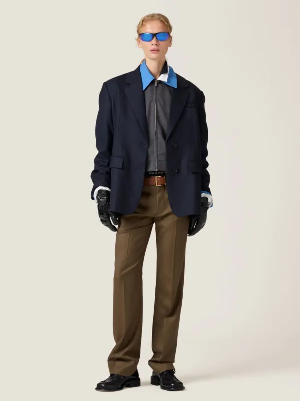 Navy Single-Breasted Gabardine Jacket sold by Fashion Clinic