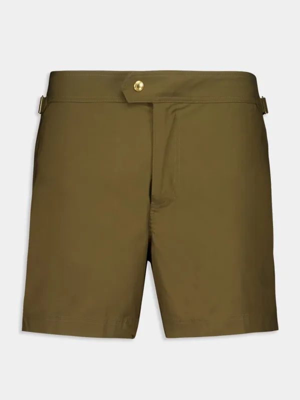 Military Green Nylon Swim Shorts made by Tom Ford