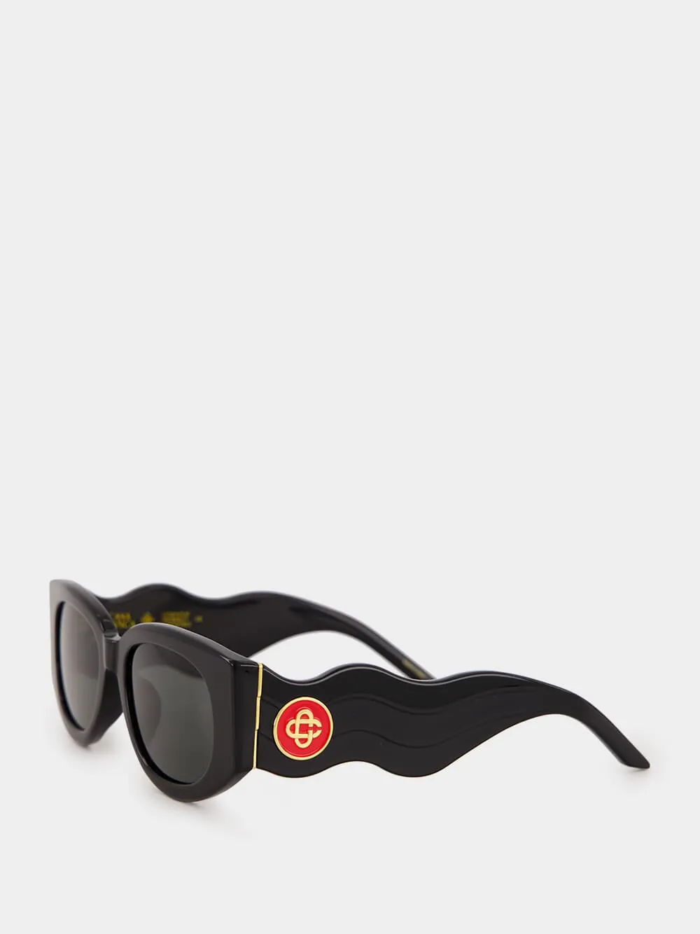 Black Oval Wave Acetate Sunglasses sold by Fashion Clinic product image thumbnail 3