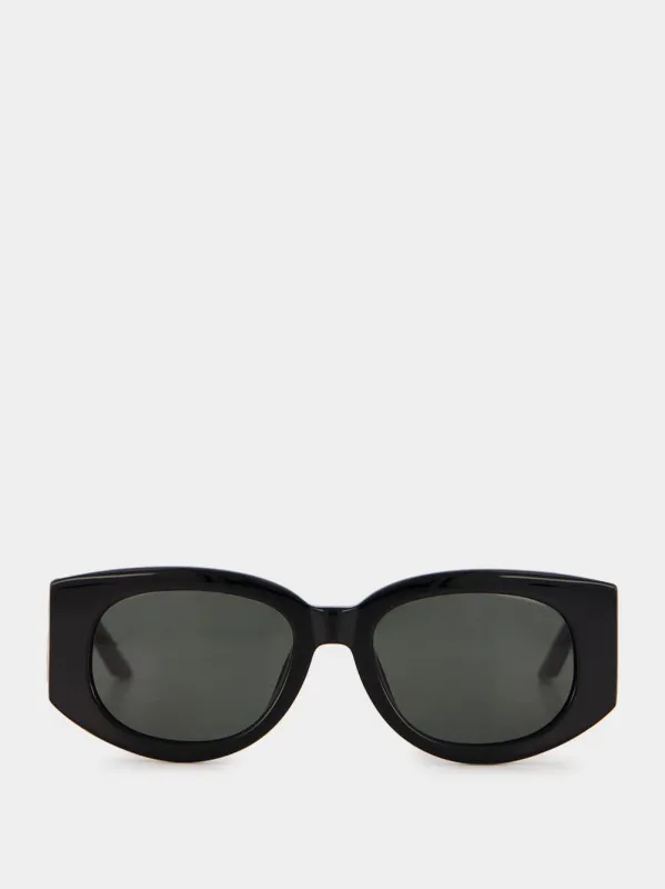 Black Oval Wave Acetate Sunglasses sold by Fashion Clinic