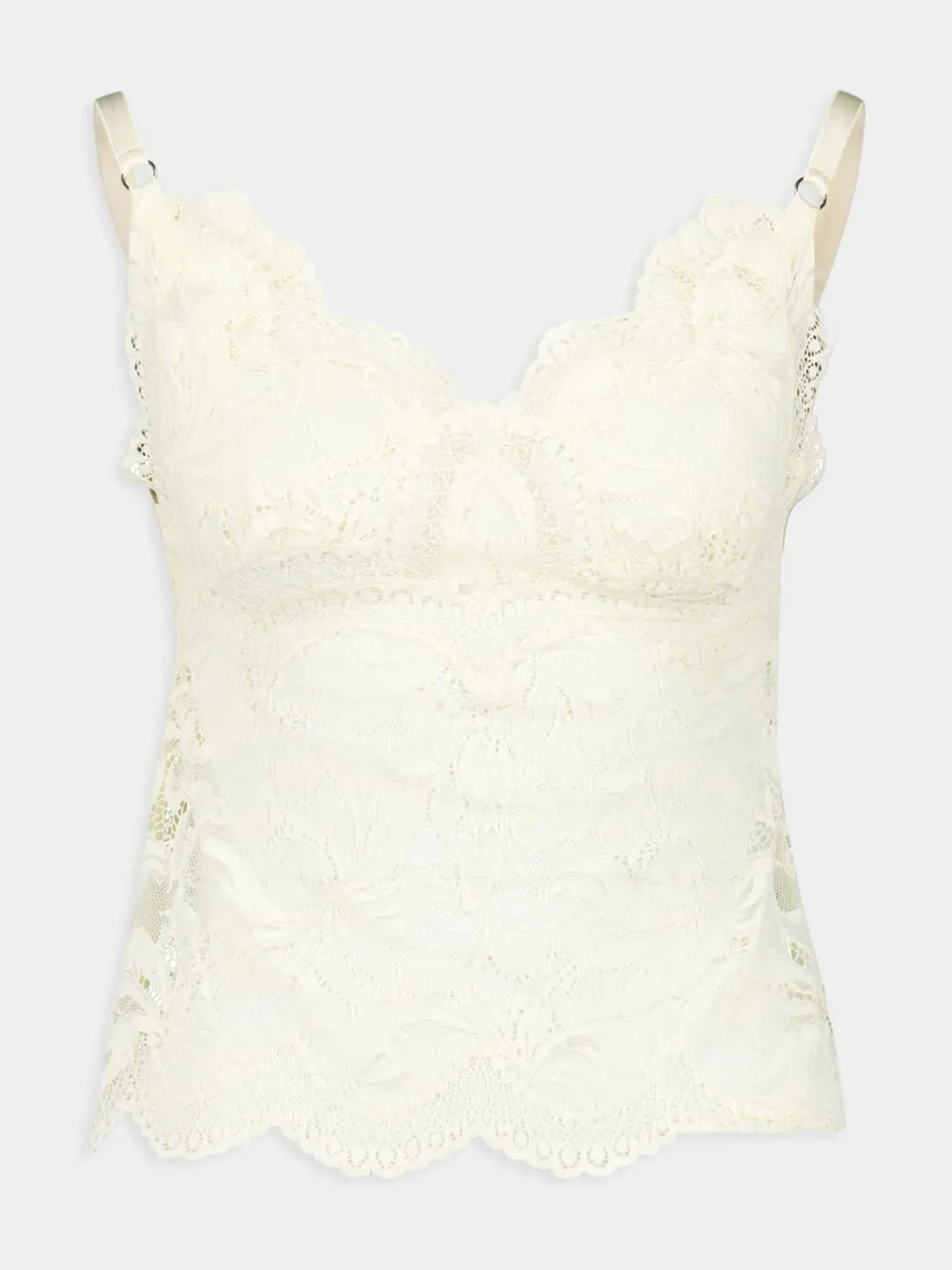 Ivory Lace Tank Top with Scalloped Edges sold by Fashion Clinic product image thumbnail 2