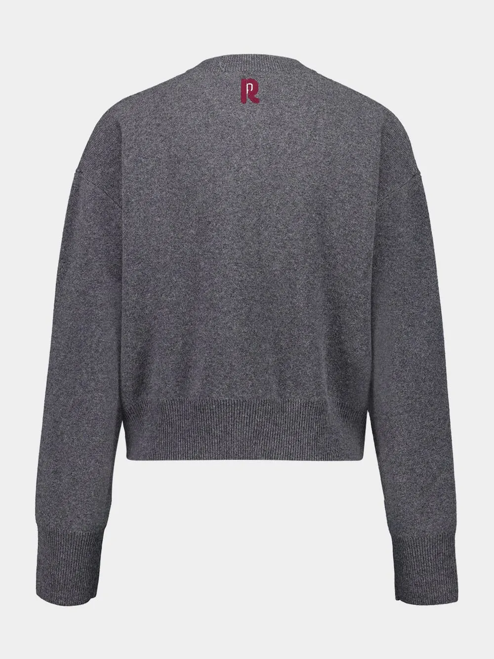 Grey Wool Cashmere Floral Embroidered Cardigan sold by Fashion Clinic product image thumbnail 3