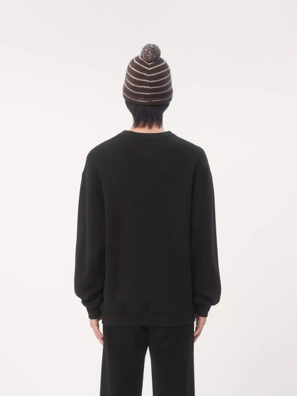 Black Cotton Crewneck Sweatshirt with Chez Valentino Patch sold by Fashion Clinic product image thumbnail 4