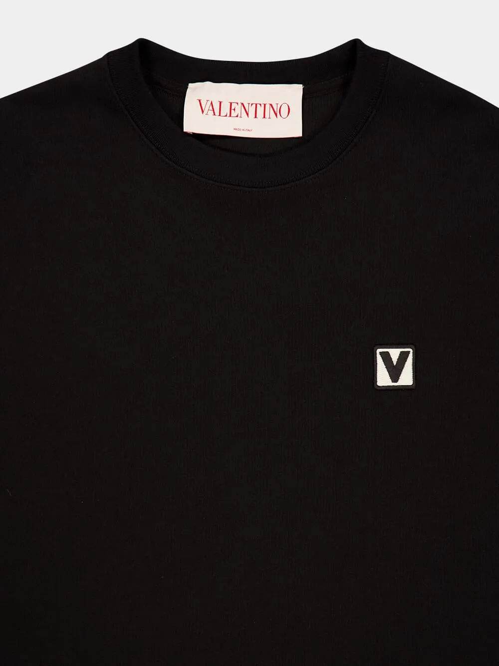 Black Cotton Crewneck Sweatshirt with Chez Valentino Patch sold by Fashion Clinic product image thumbnail 3