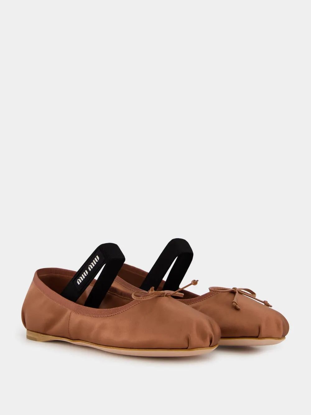 Cocoa Brown Satin Ballerinas with Bow sold by Fashion Clinic product image thumbnail 3