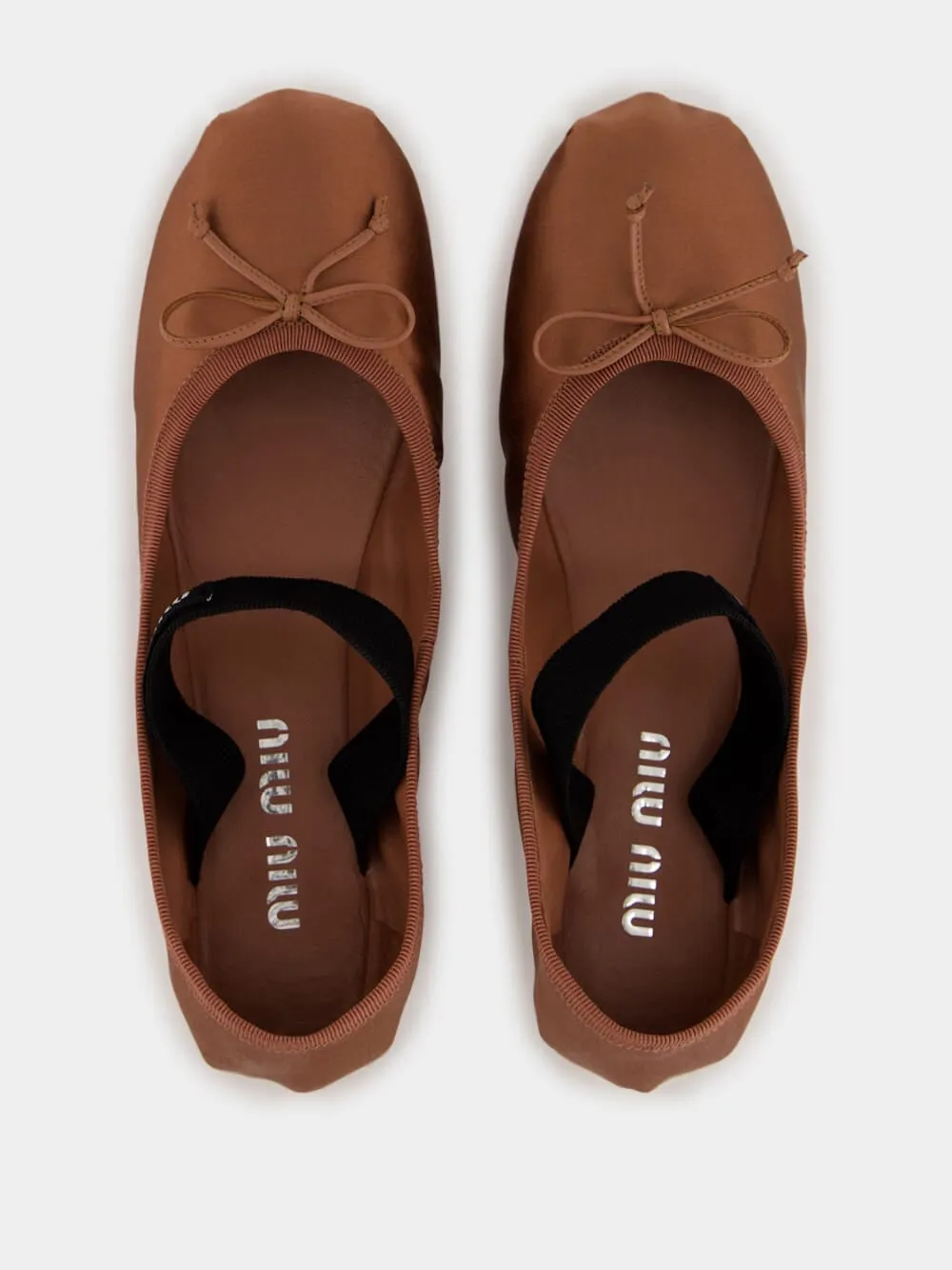 Cocoa Brown Satin Ballerinas with Bow sold by Fashion Clinic product image thumbnail 4