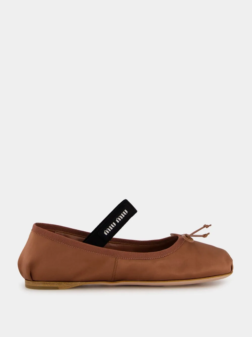 Cocoa Brown Satin Ballerinas with Bow sold by Fashion Clinic