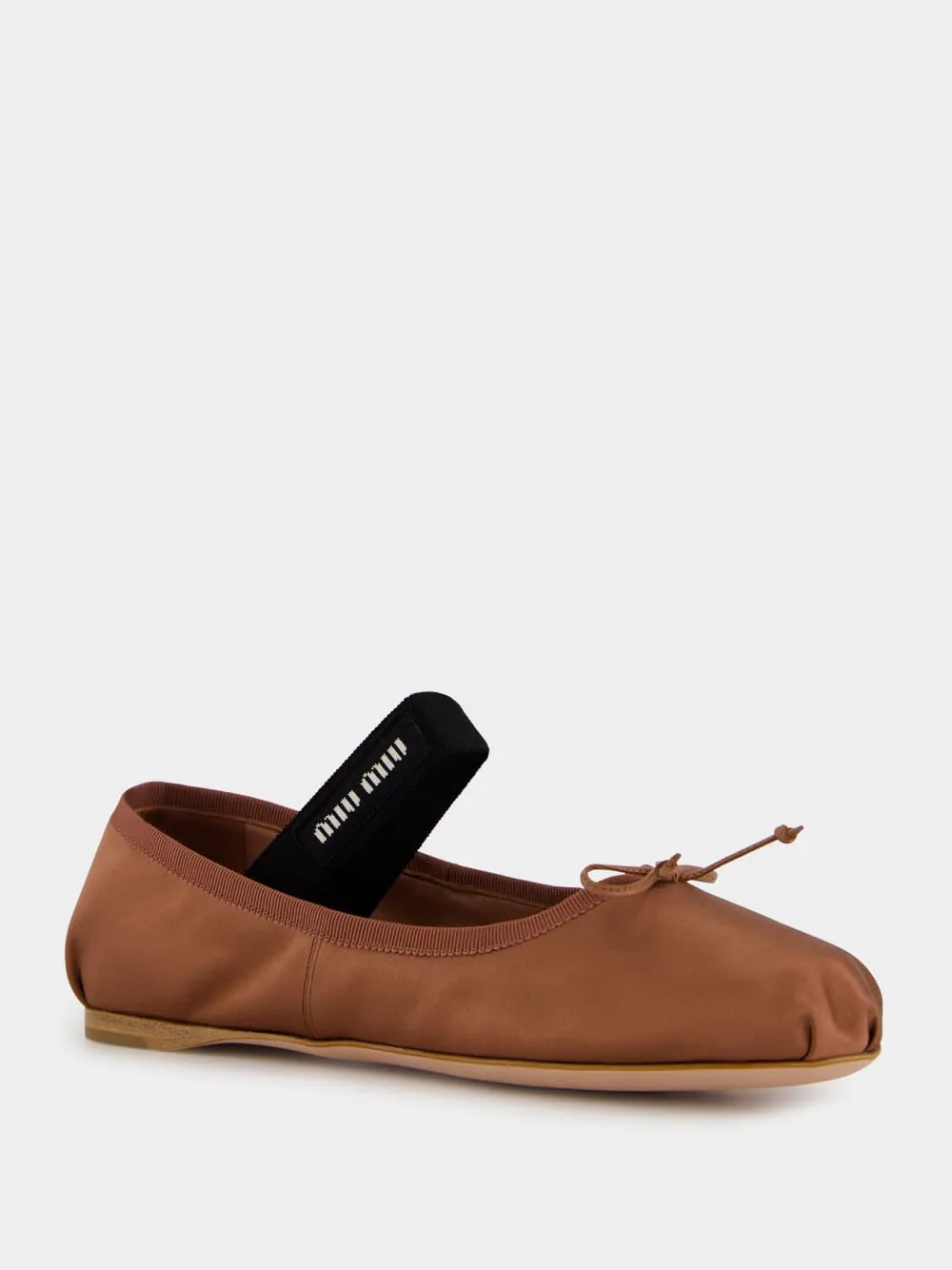 Cocoa Brown Satin Ballerinas with Bow sold by Fashion Clinic product image thumbnail 2