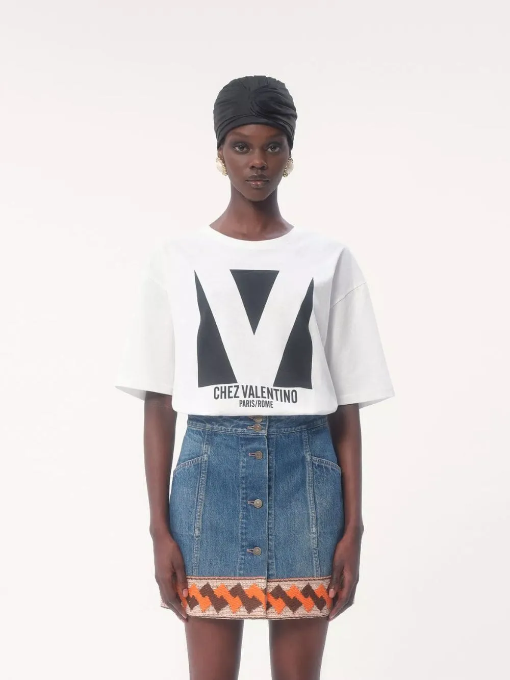 White Chez Valentino Print Cotton T-Shirt sold by Fashion Clinic product image thumbnail 2