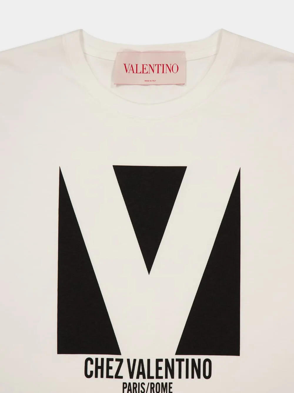 White Chez Valentino Print Cotton T-Shirt sold by Fashion Clinic product image thumbnail 5