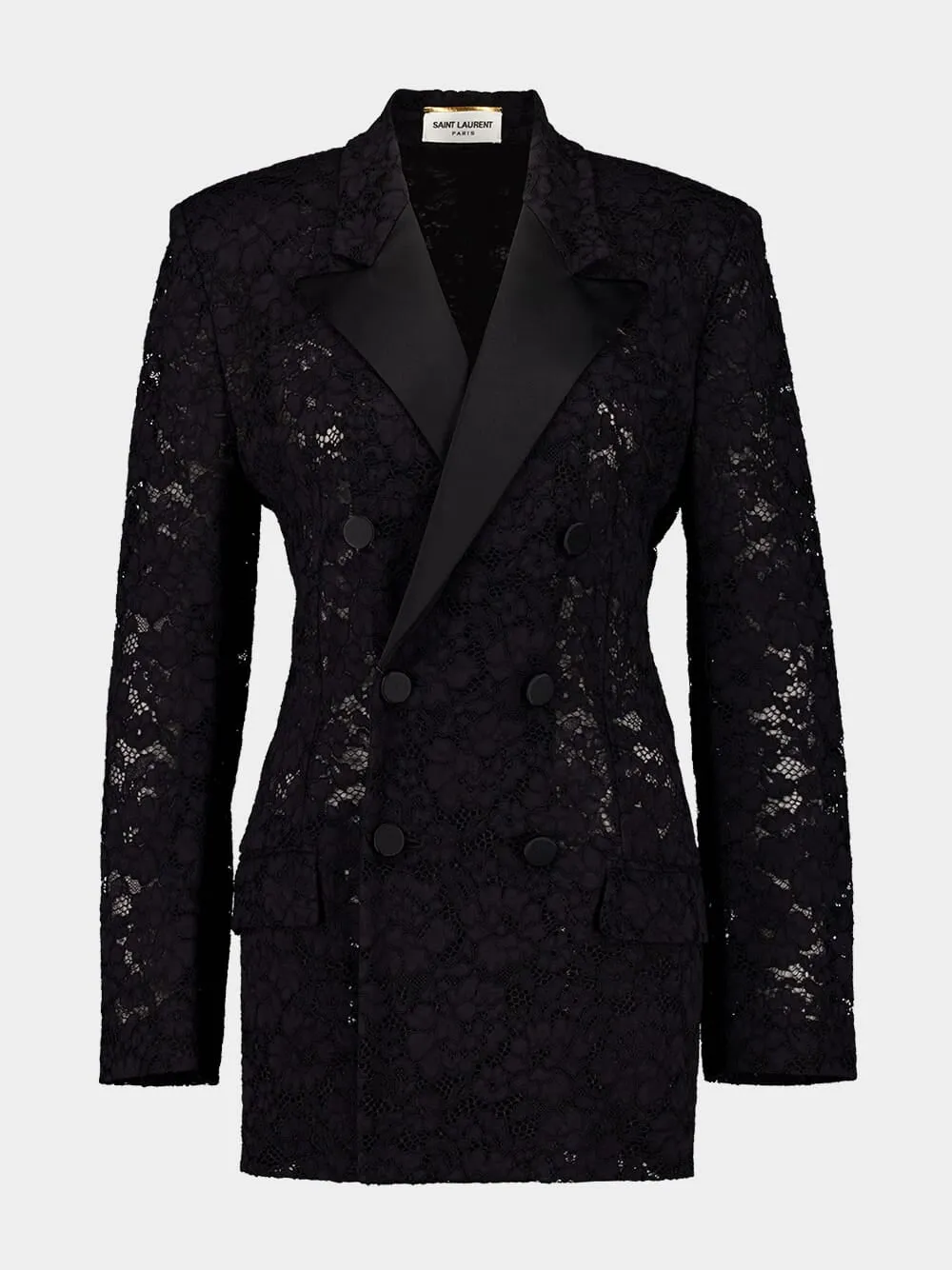 Black Lace Double-Breasted Jacket sold by Fashion Clinic