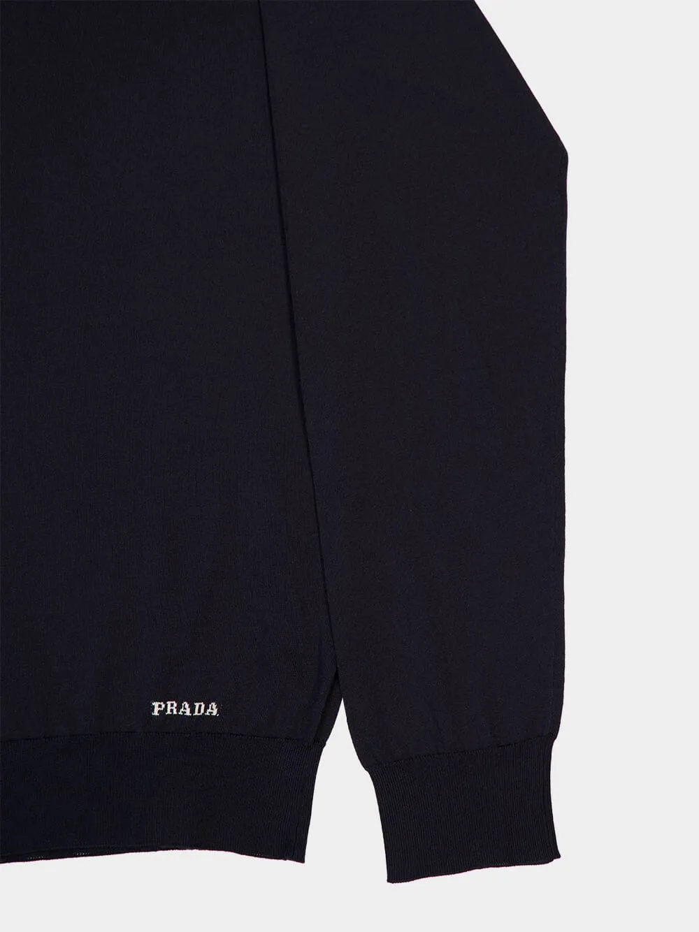 Navy Blue Silk Crew-Neck Sweater sold by Fashion Clinic product image thumbnail 4