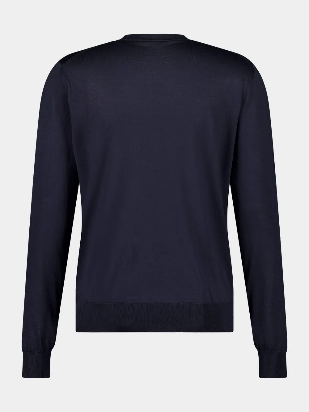 Navy Blue Silk Crew-Neck Sweater sold by Fashion Clinic product image thumbnail 2