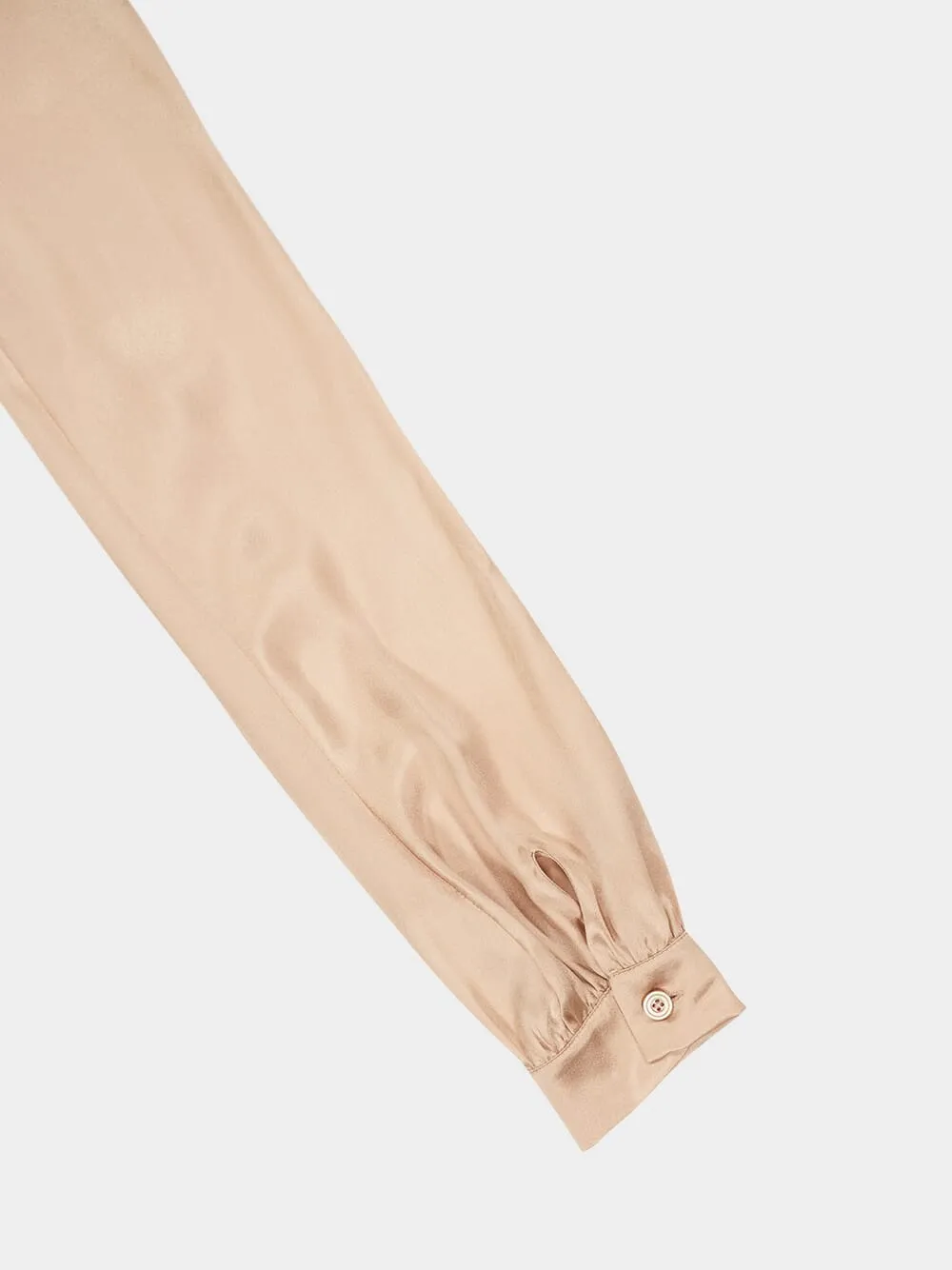 Champagne Mock Neck Blouse Charmeuse sold by Fashion Clinic product image thumbnail 5