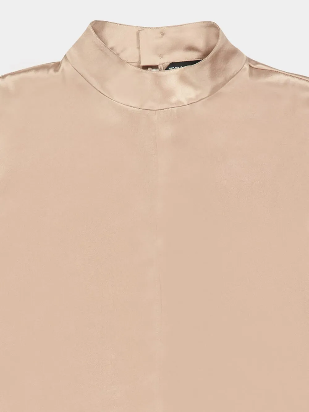 Champagne Mock Neck Blouse Charmeuse sold by Fashion Clinic product image thumbnail 3