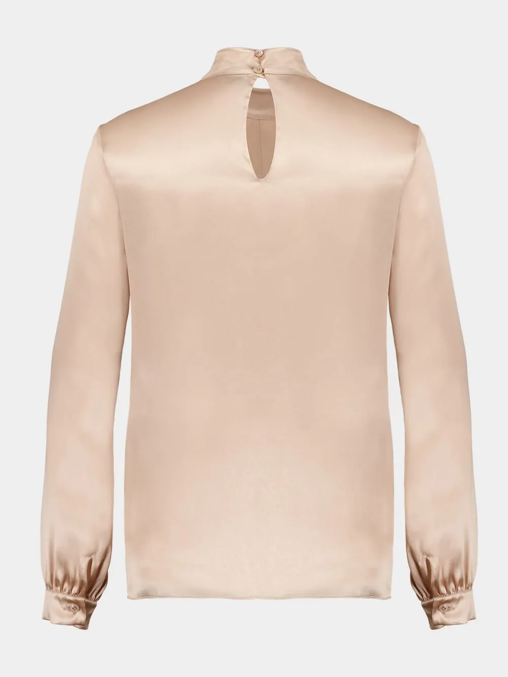 Champagne Mock Neck Blouse Charmeuse sold by Fashion Clinic product image thumbnail 2