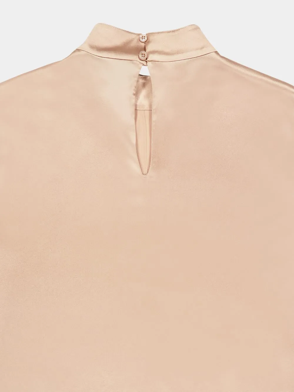 Champagne Mock Neck Blouse Charmeuse sold by Fashion Clinic product image thumbnail 4