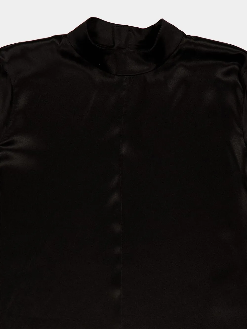 Black Mock Neck Blouse Charmeuse sold by Fashion Clinic product image thumbnail 3