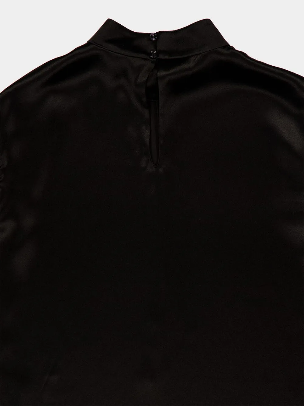 Black Mock Neck Blouse Charmeuse sold by Fashion Clinic product image thumbnail 4