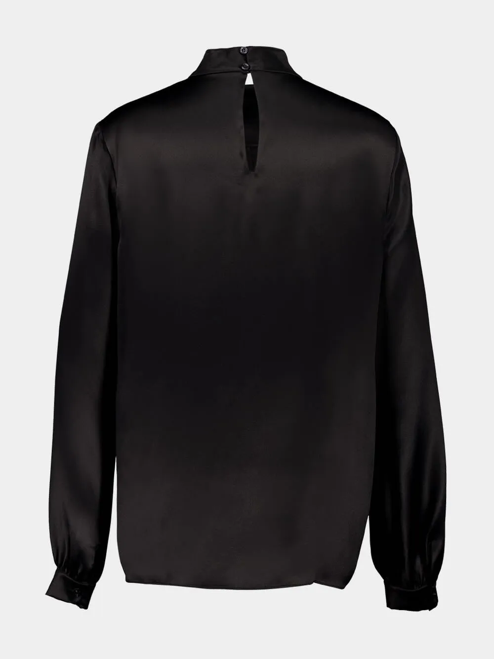 Black Mock Neck Blouse Charmeuse sold by Fashion Clinic product image thumbnail 2