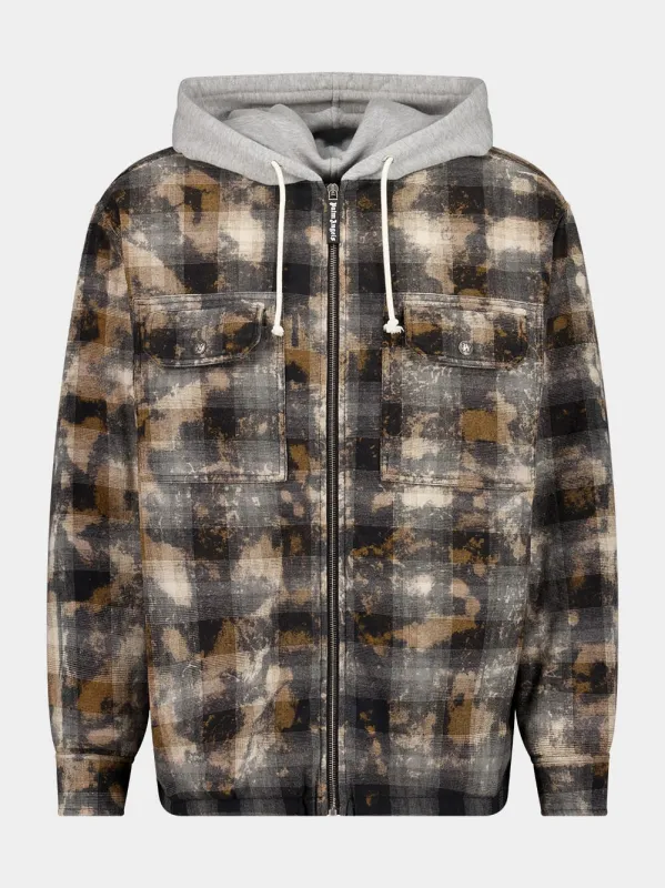 Checked Brown Hooded Jacket sold by Fashion Clinic