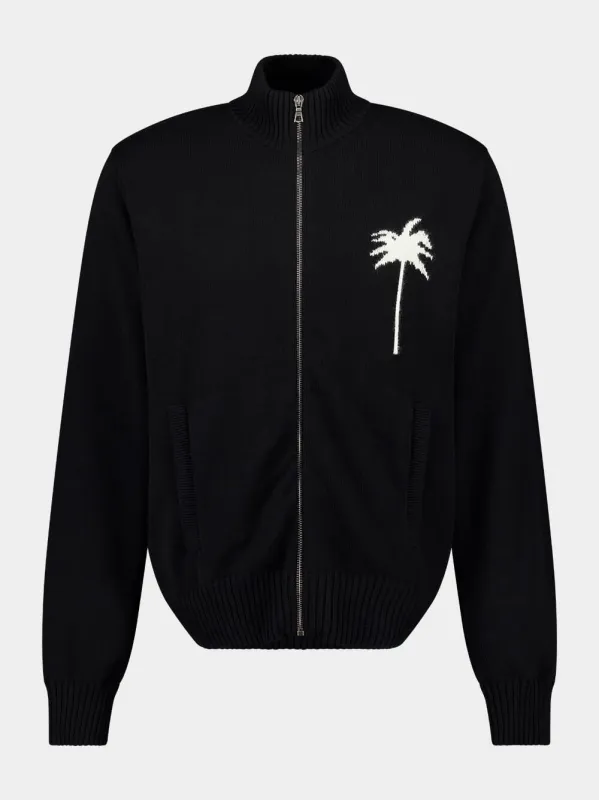 Black Palm Tree Knit Track Jacket sold by Fashion Clinic