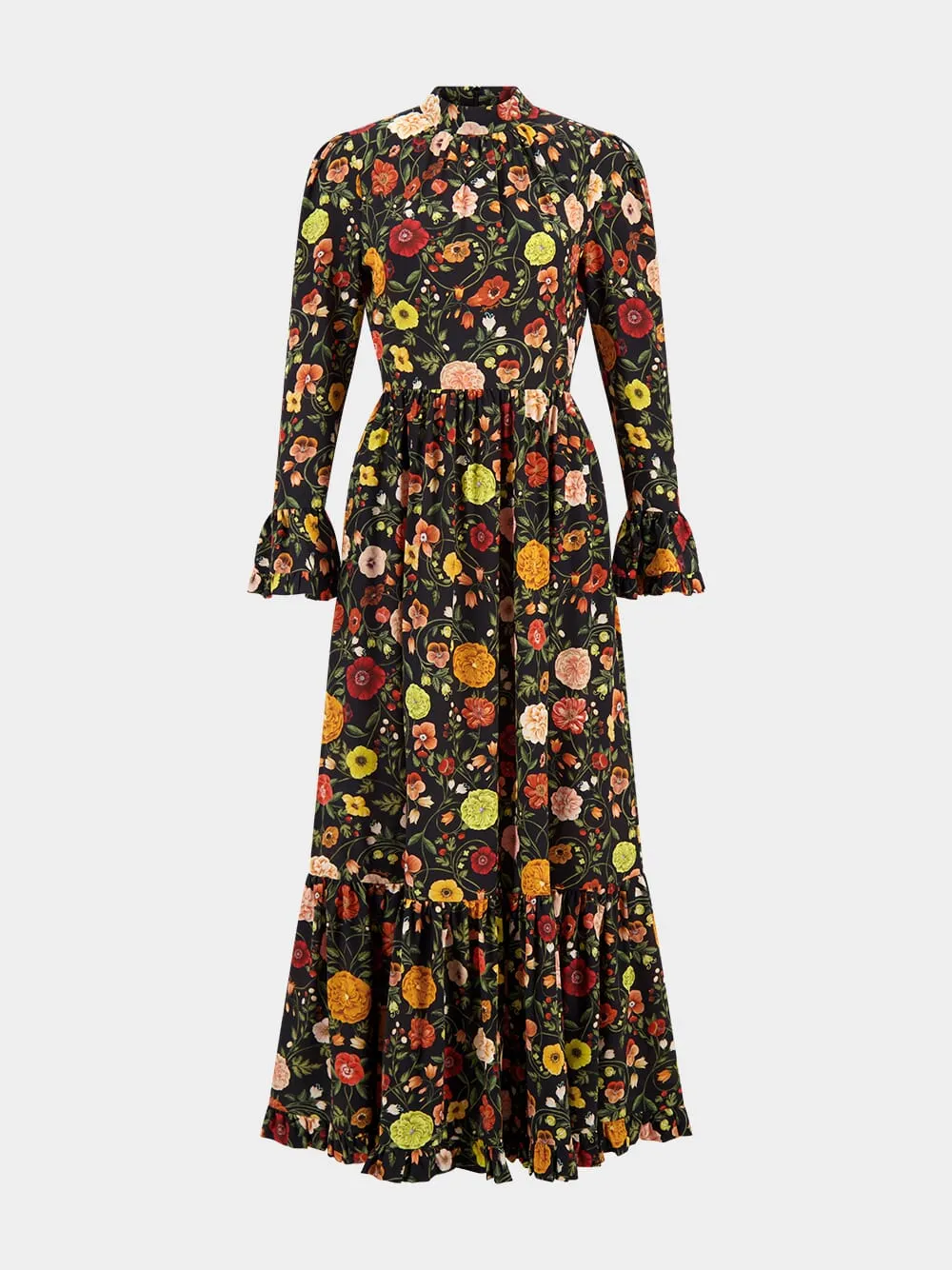 Black Floral Silk Maxi Dress sold by Fashion Clinic product image thumbnail 2