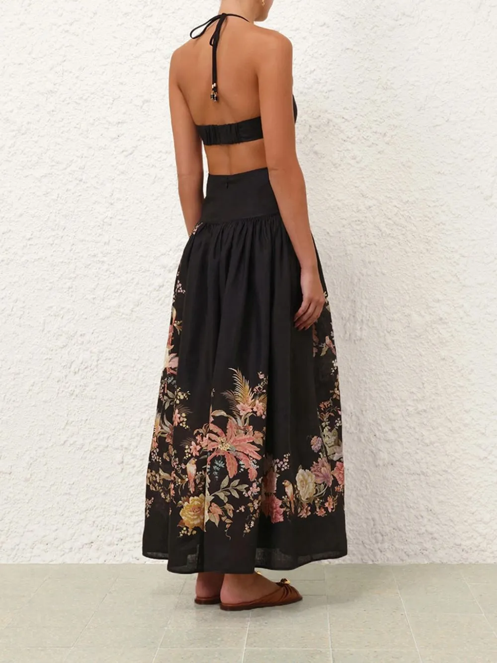 Black Floral Tallow Halter Midi Dress sold by Fashion Clinic product image thumbnail 4