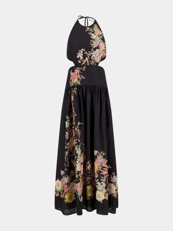 Black Floral Tallow Halter Midi Dress sold by Fashion Clinic
