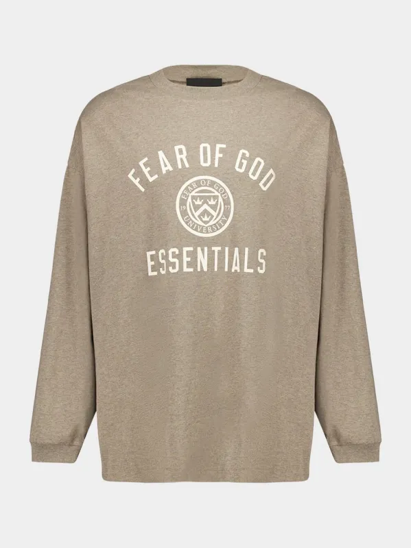 Heather Gray Long-Sleeve Logo Top sold by Fashion Clinic