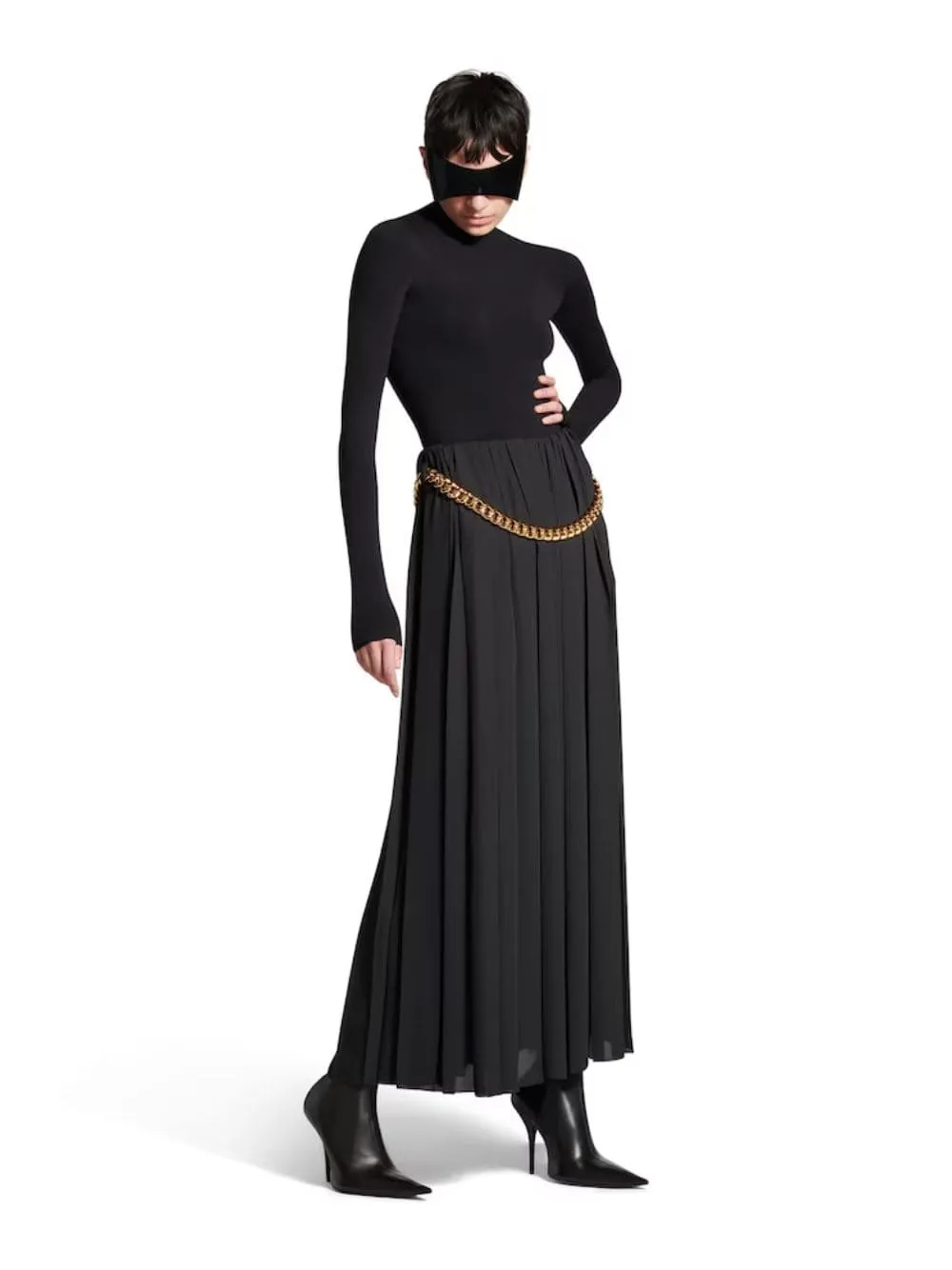 Black Pleated Skirt with Chain Detail sold by Fashion Clinic product image thumbnail 2