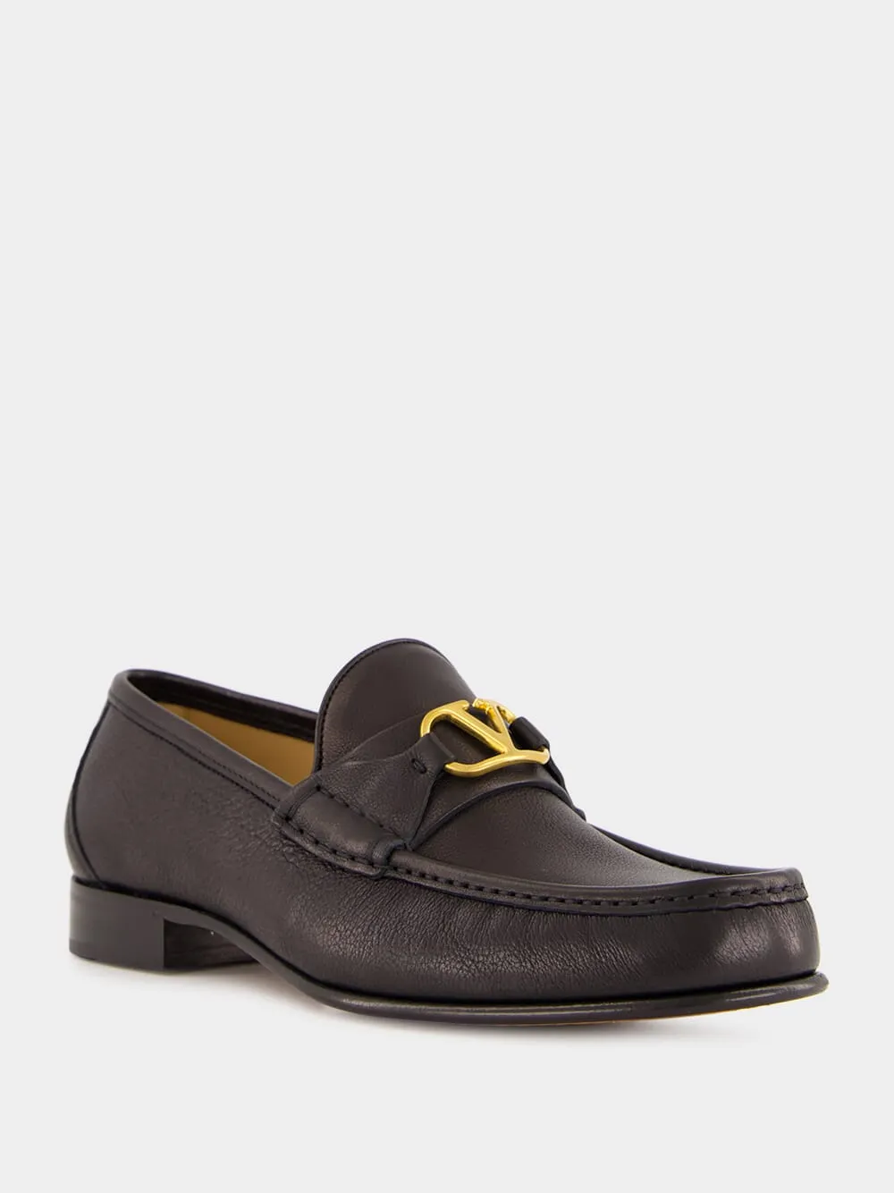 Brass Logo Black Leather Loafers sold by Fashion Clinic product image thumbnail 2