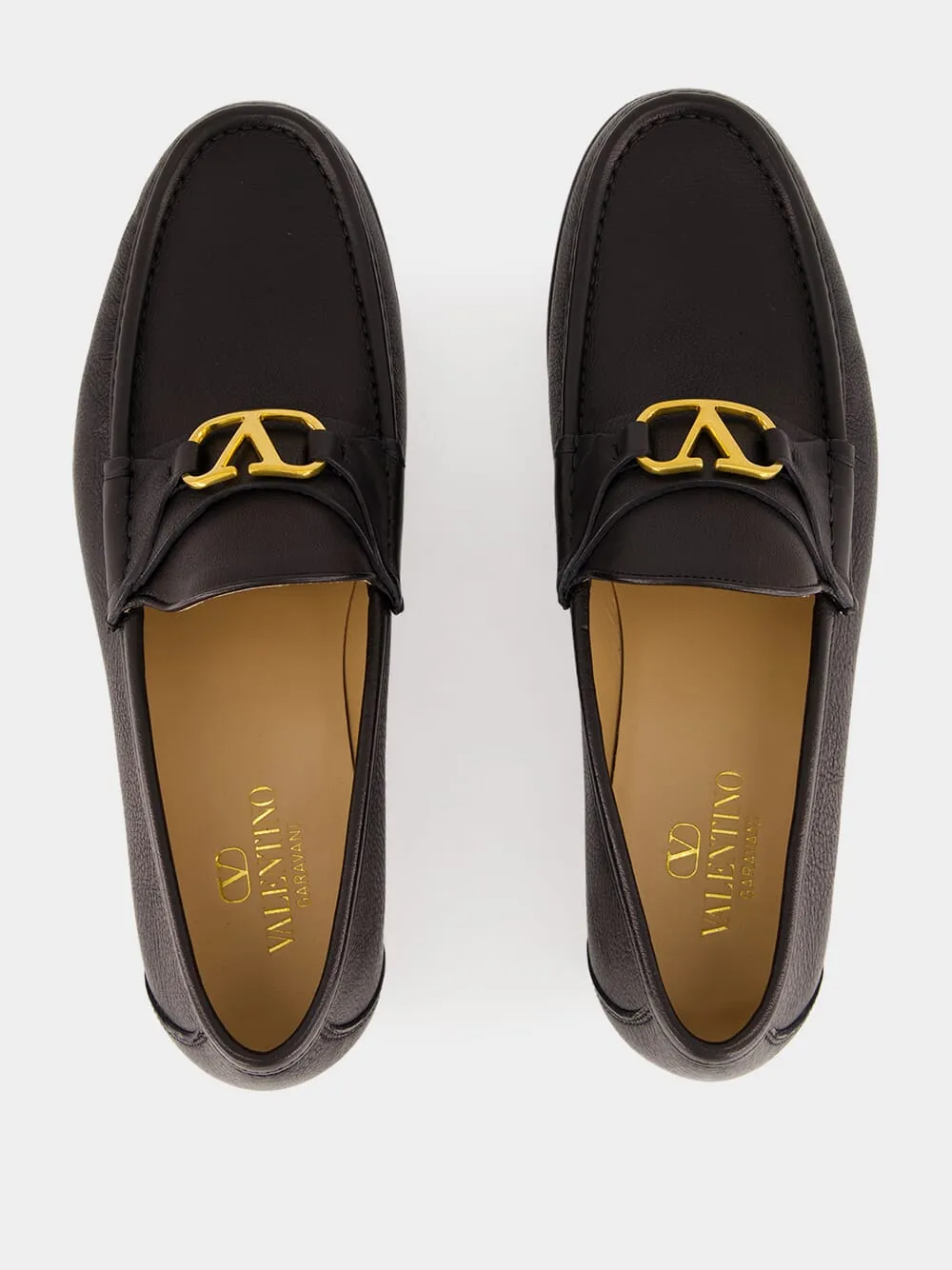 Brass Logo Black Leather Loafers sold by Fashion Clinic product image thumbnail 4