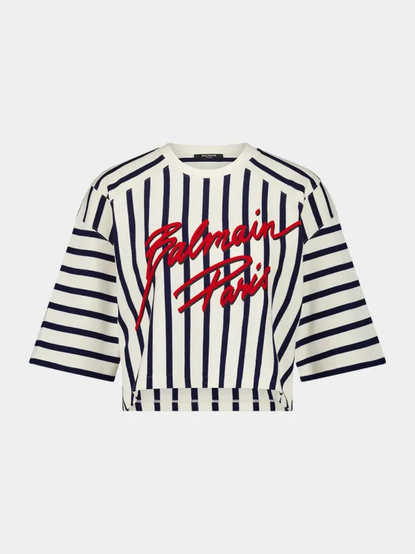 Striped Cropped Baseball Top sold by Fashion Clinic