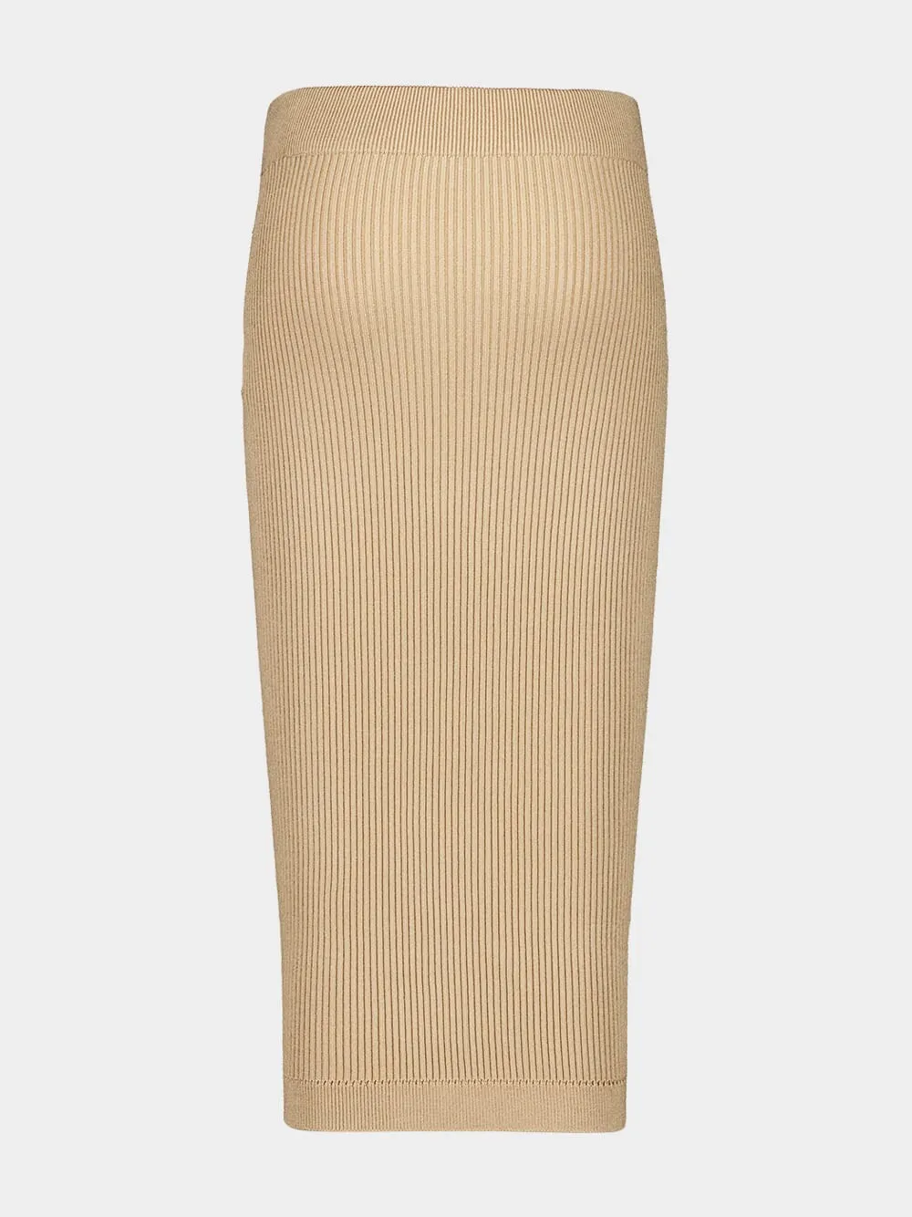 Beige Ribbed Knit Midi Skirt sold by Fashion Clinic product image thumbnail 4