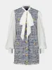 Blue Tweed Dress with Bow Detail sold by Fashion Clinic