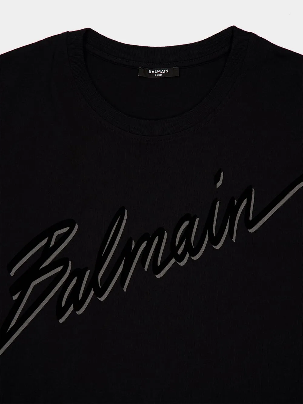 Black Flocked Logo T-Shirt sold by Fashion Clinic product image thumbnail 3