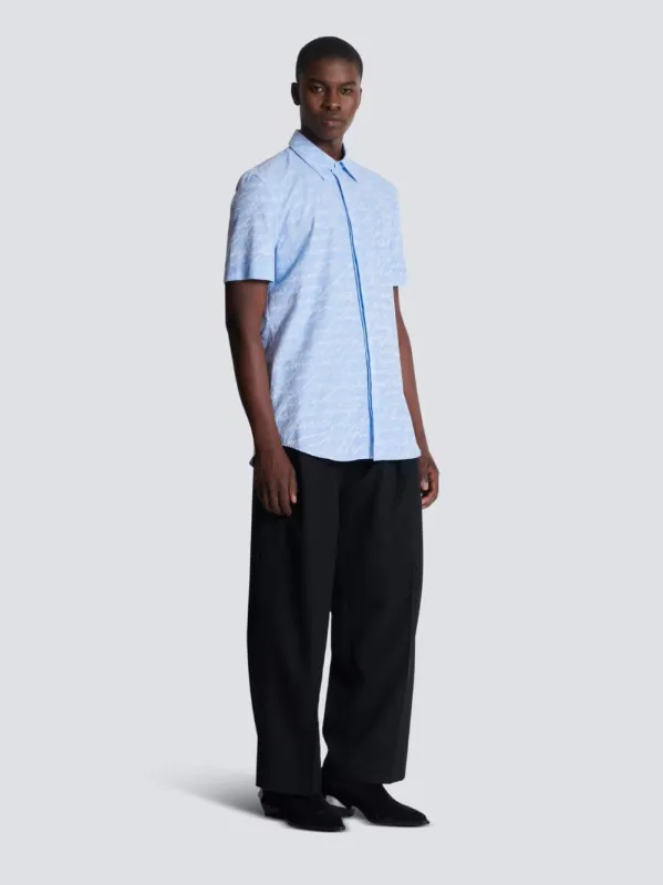 Blue Jacquard "Love Letter" Print Shirt sold by Fashion Clinic