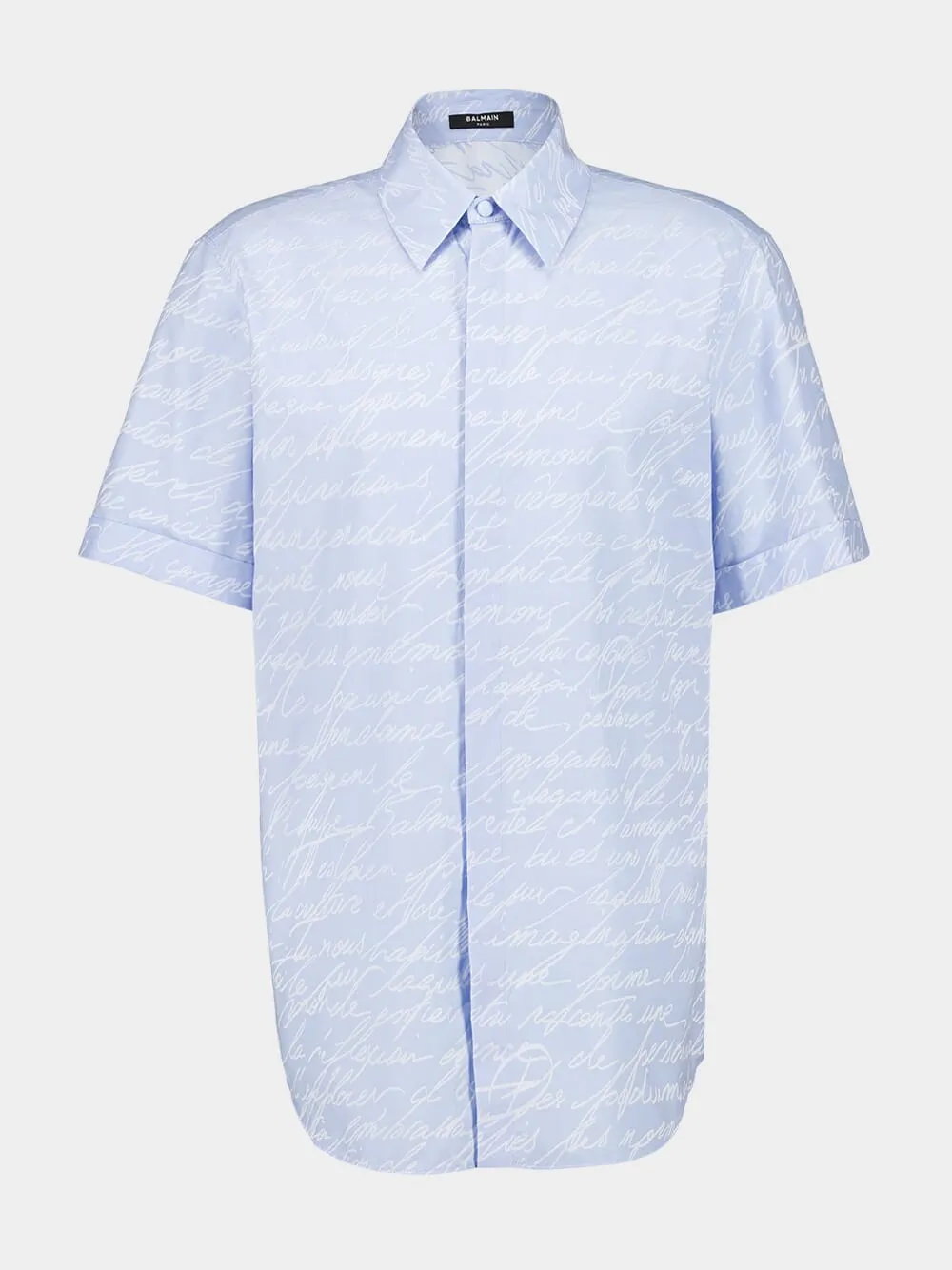 Blue Jacquard "Love Letter" Print Shirt sold by Fashion Clinic product image thumbnail 2