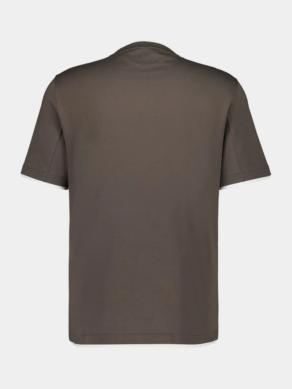 Brown Faux-Layered Cotton Crew-Neck T-Shirt sold by Fashion Clinic product image thumbnail 2