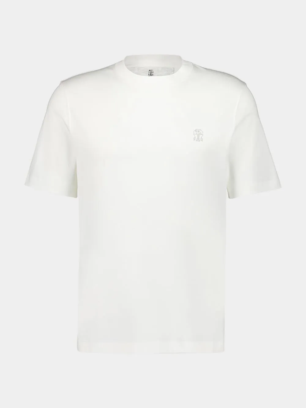 White Cotton Crew-Neck T-Shirt with Logo sold by Fashion Clinic