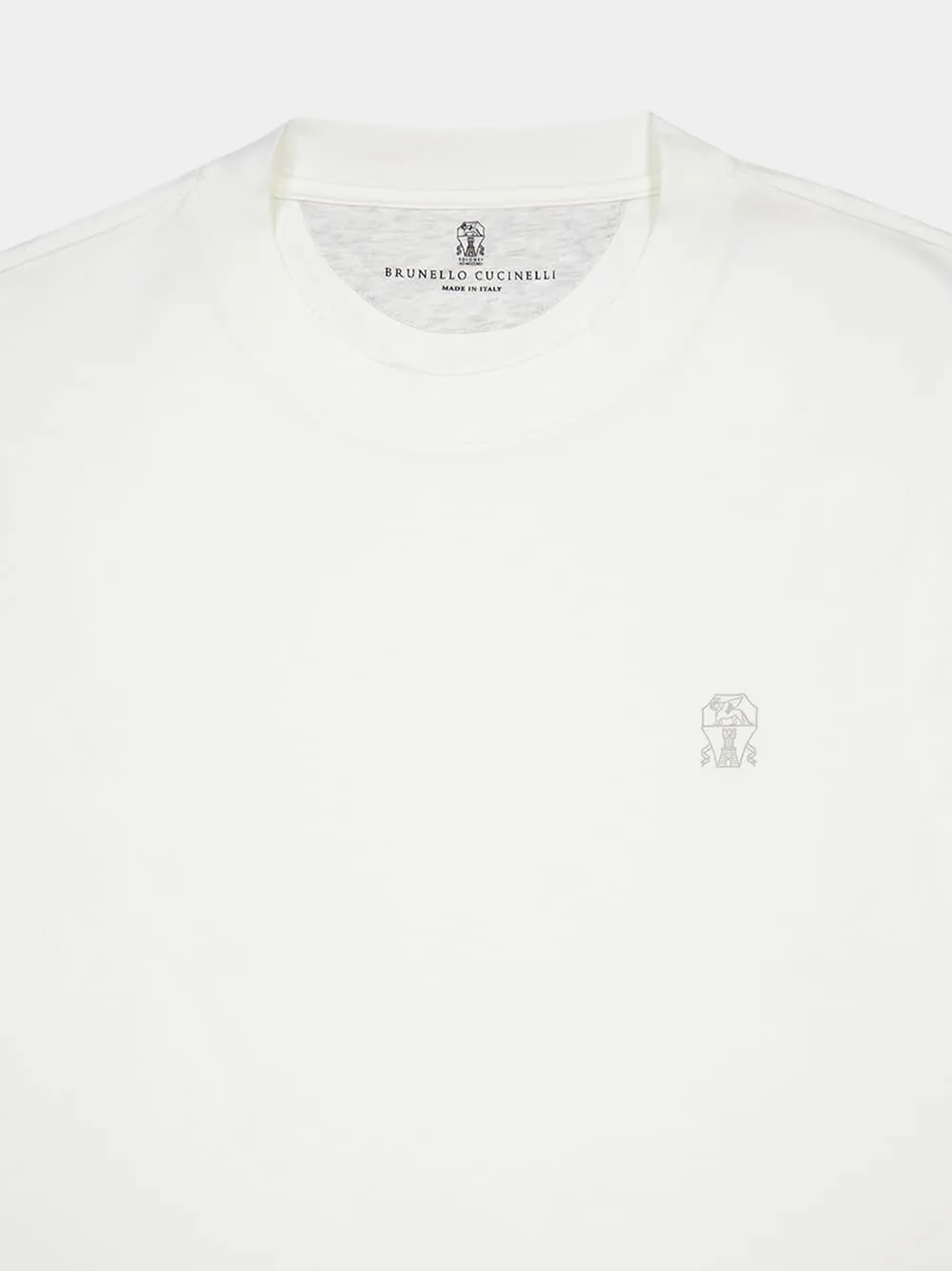 White Cotton Crew-Neck T-Shirt with Logo sold by Fashion Clinic product image thumbnail 3