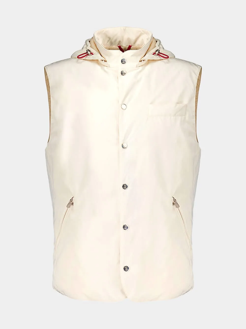 White Water-Resistant Hooded Vest sold by Fashion Clinic